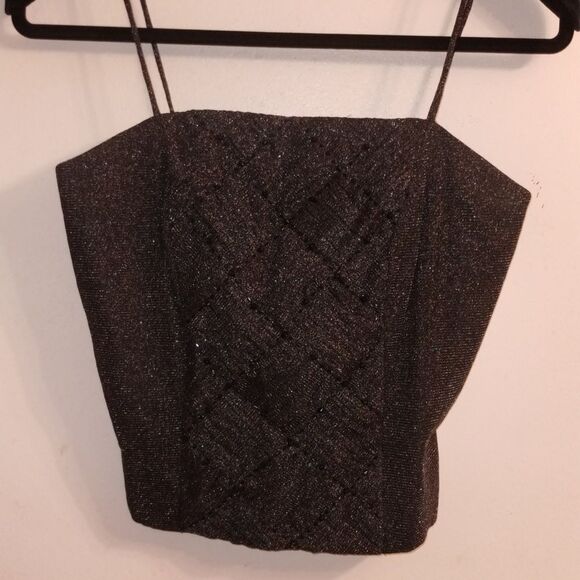 Black w/silver sparkly halter incredible beadwork ! - Picture 1 of 9